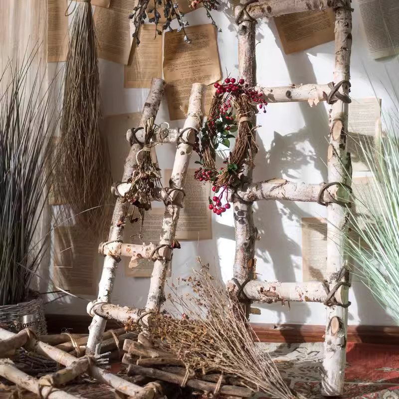 White Birch Wood Decorative Ladder, photo 2 of 8