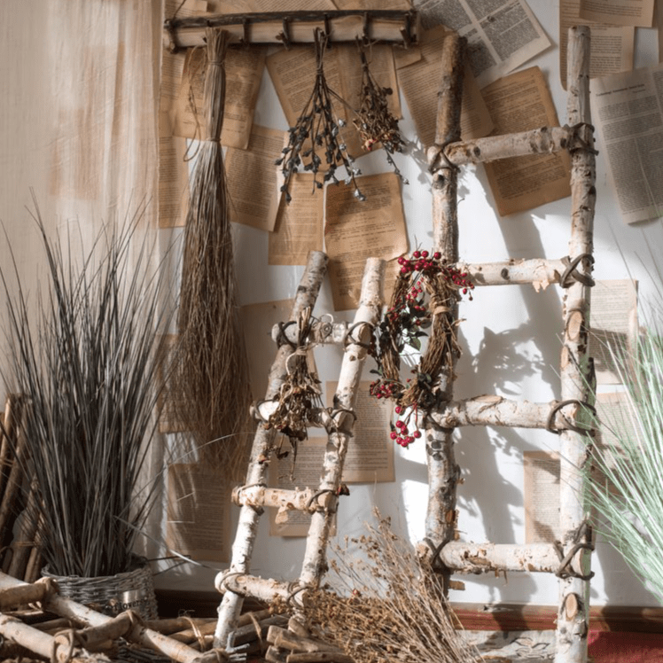 White Birch Wood Decorative Ladder, photo 7 of 8