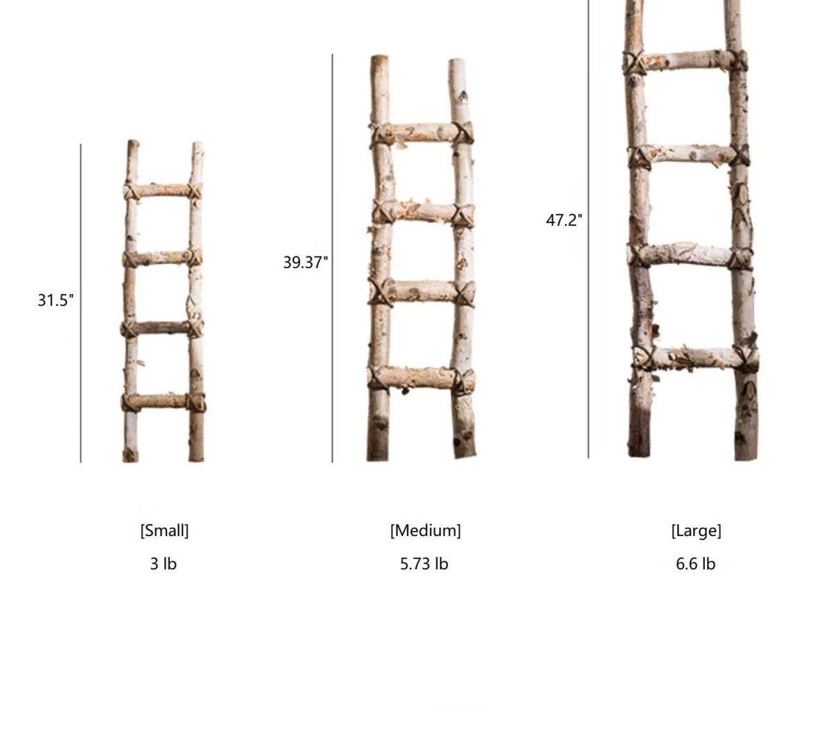 White Birch Wood Decorative Ladder, photo 8 of 8