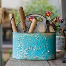 Blue Metal Basket Tool Organizer Flower Garden