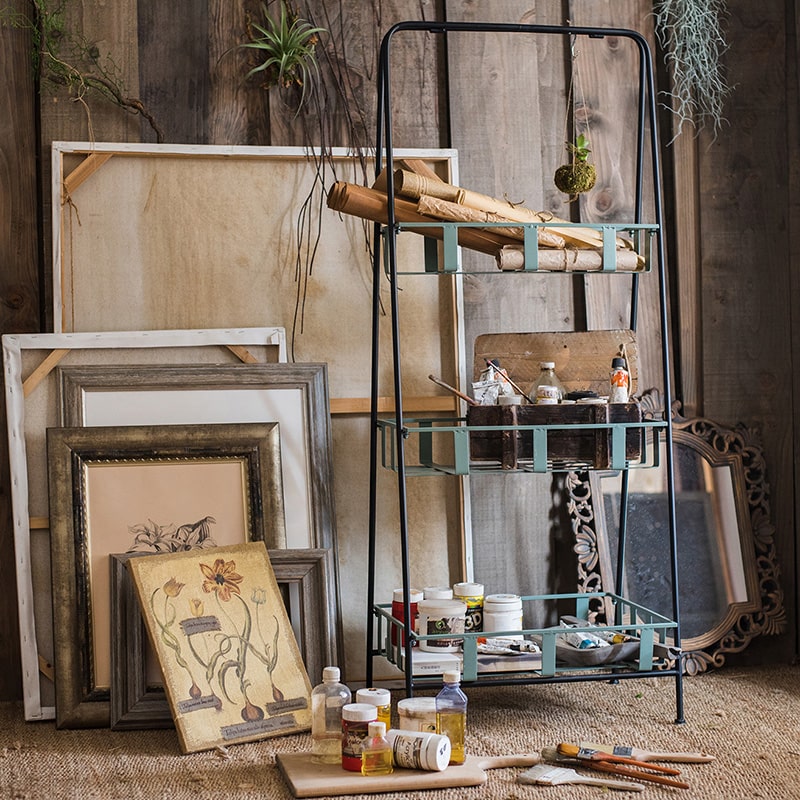 Blue Metal Shelf Rustic Metal Shelf