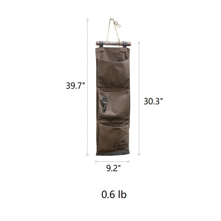 Brown Canvas Hanging Wall Storage for Garden Tools