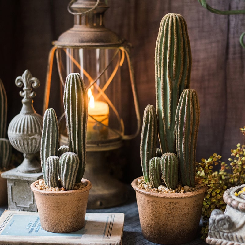 Artificial Faux Cactus in Brown Pot