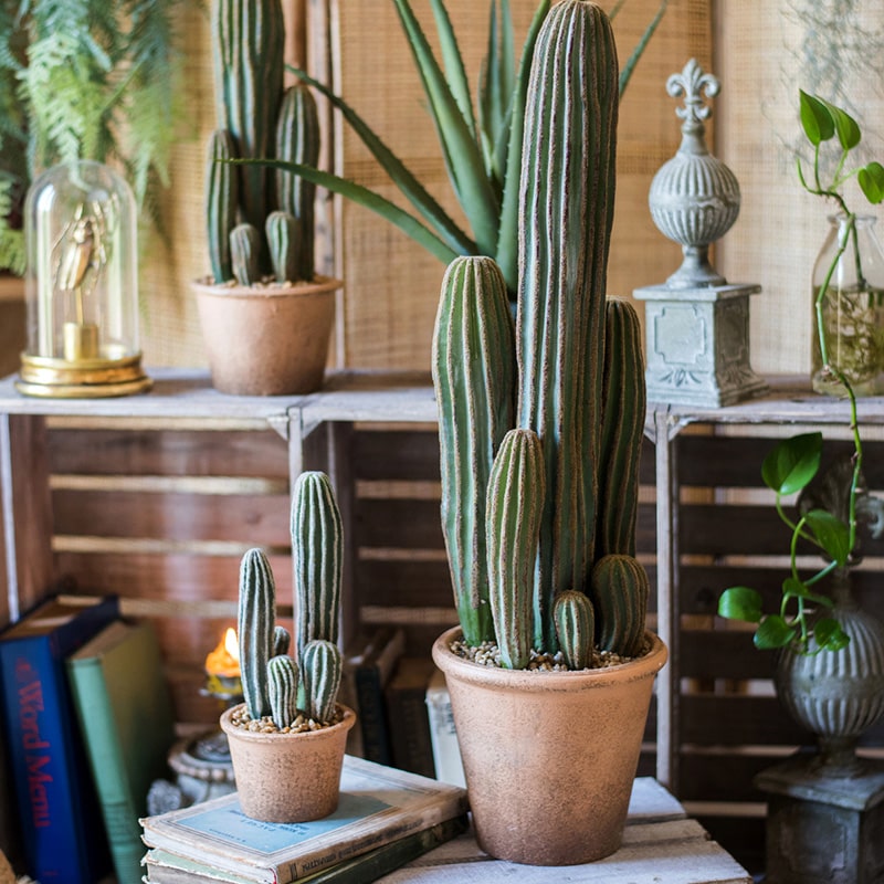 Artificial Faux Cactus in Brown Pot