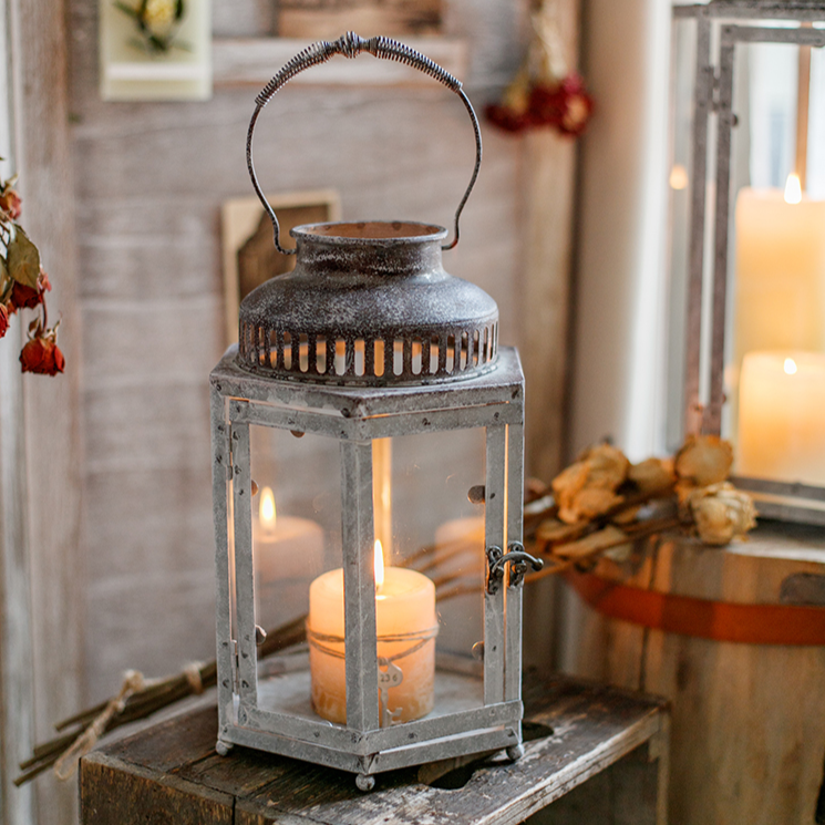 Glass Metal Lantern Candle Holder