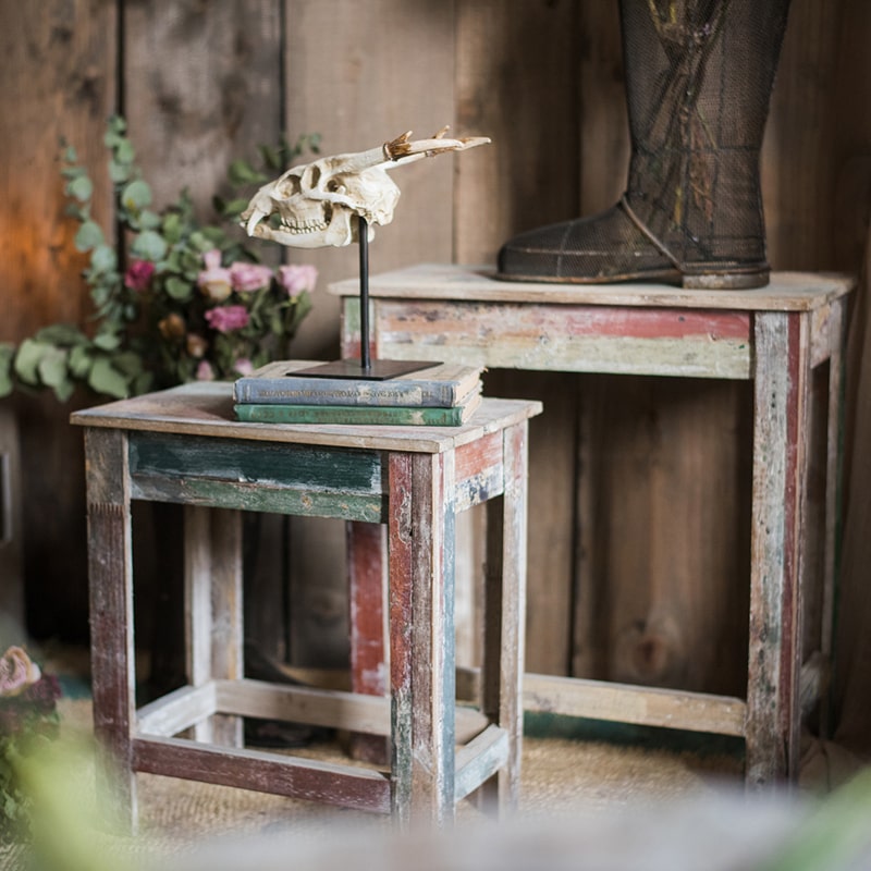 Colorful Solidwood Plant Stand Side Table