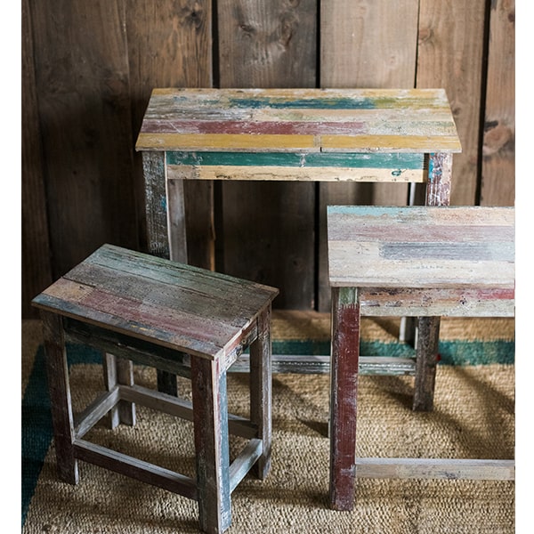 Colorful Solidwood Plant Stand Side Table