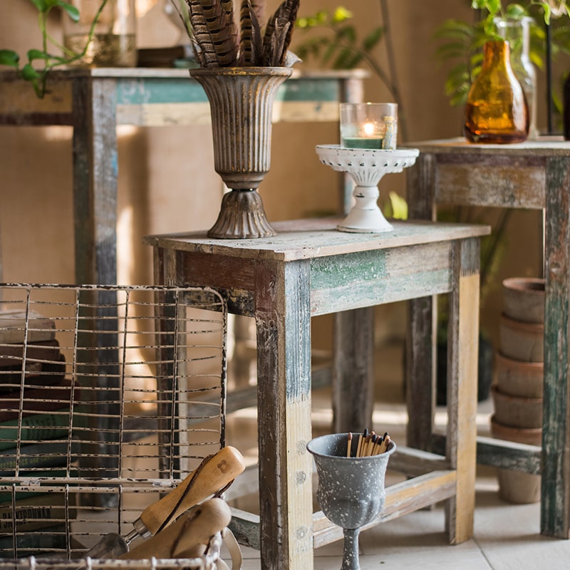 Colorful Solidwood Plant Stand Side Table