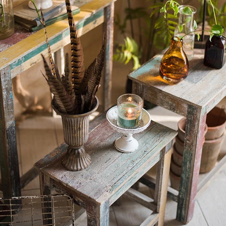 Colorful Solidwood Plant Stand Side Table