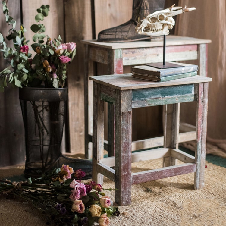 Colorful Solidwood Plant Stand Side Table