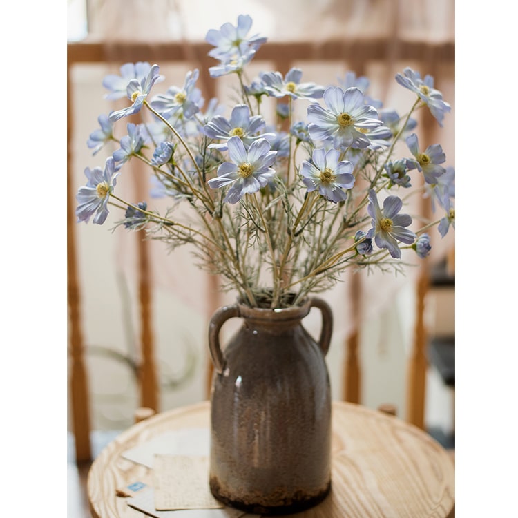 Faux Silk Cosmos Stem in Blue 24" Tall