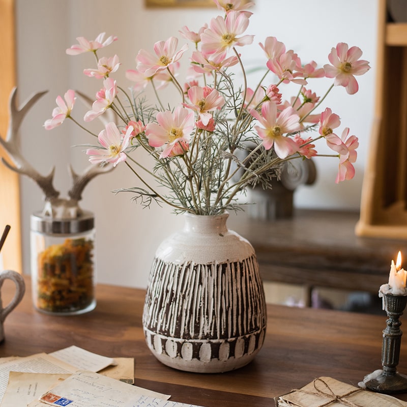 Faux Silk Cosmos Stem in Light Pink 24" Tall