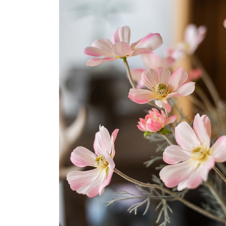 Faux Silk Cosmos Stem in Light Pink 24" Tall