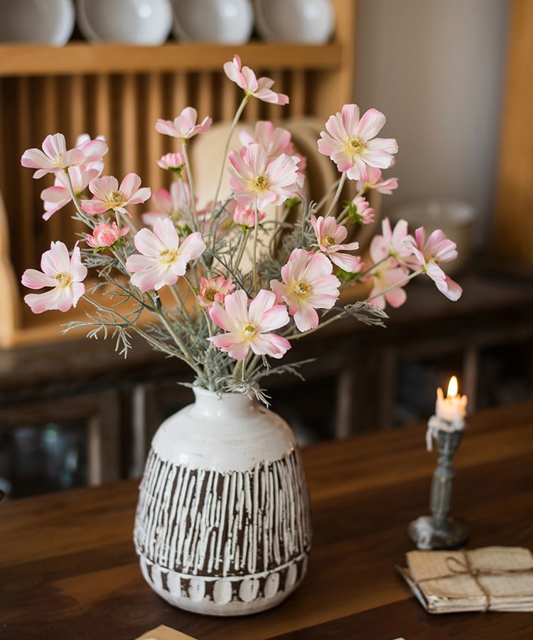 Faux Silk Cosmos Stem in Light Pink 24" Tall