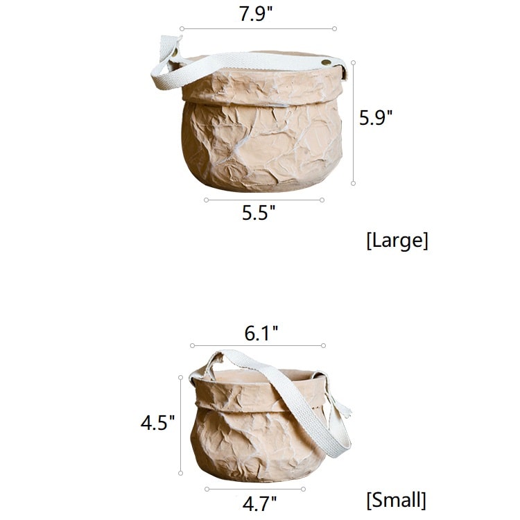 Craft Paper Bag Style Concrete Hanging Pot