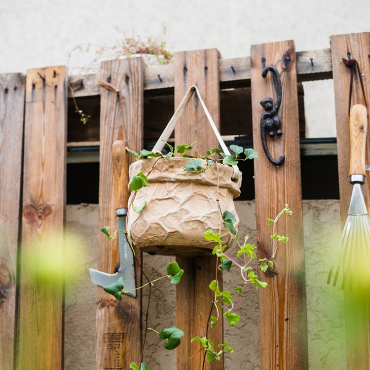 Craft Paper Bag Style Concrete Hanging Pot