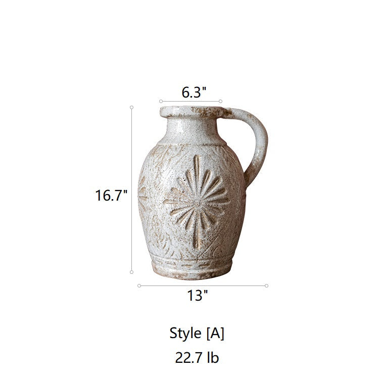 Carved Floral Vase in White