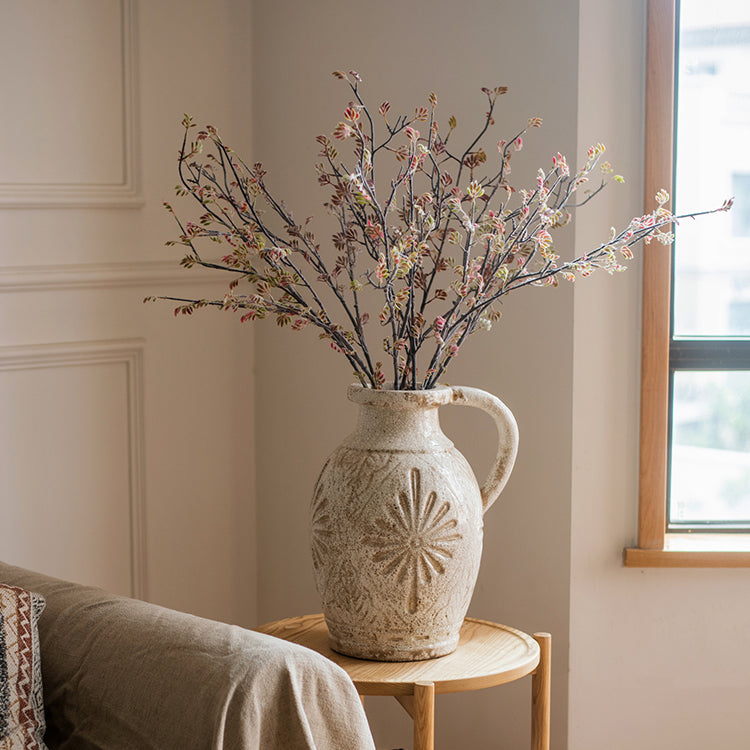 Carved Floral Vase in White