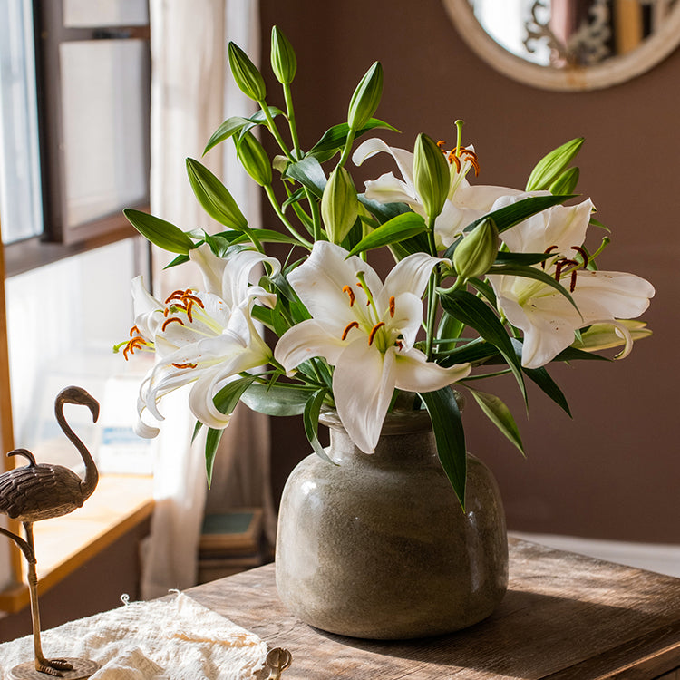 Dark Green Matte Textured Glass Vase