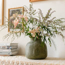 Dark Green Matte Textured Glass Vase