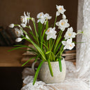 Faux Silk White Faux Daffodil Flower Stem 19" Tall