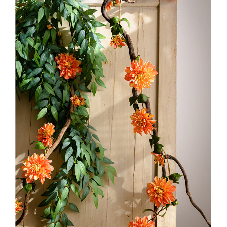 Artificial Dahlia Flower Vine 59" Long