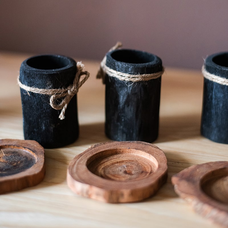 Desktop Charcoal Planter Wood Tray