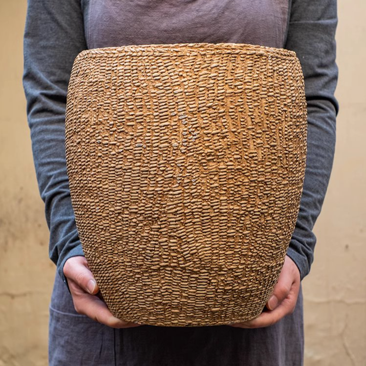 Faux Grass-Woven Cement Planter