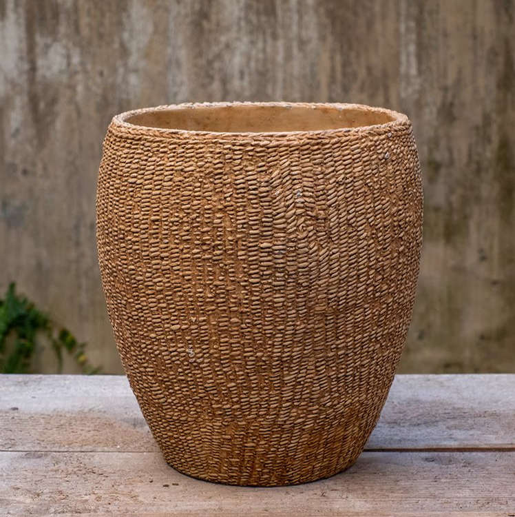 Faux Grass-Woven Cement Planter