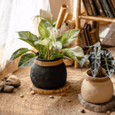 Faux Bamboo Woven Cement Planter