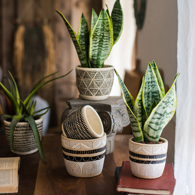 Geometric Art Concrete Flower Pot