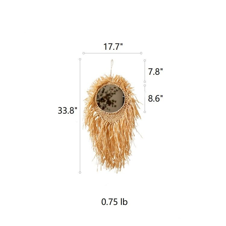 Handcraft Grass Hanging Round Mirror, photo 10 of 10