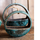 Green Coarse Ceramic Wall Hanging Planter Half Round