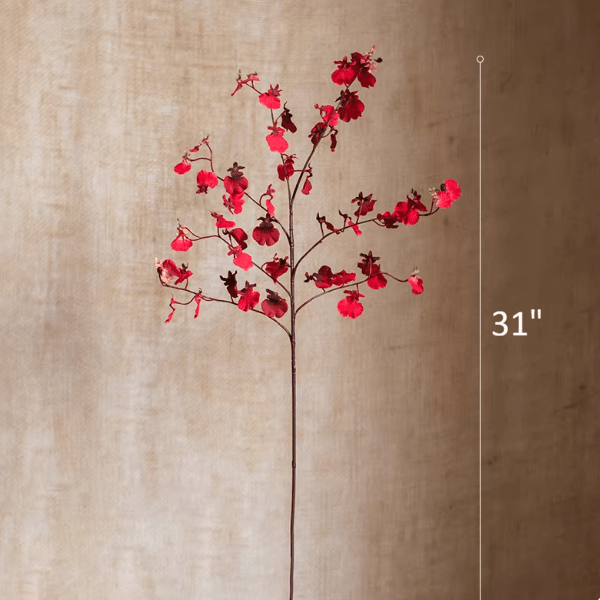 Impressionist Oncidium Orchid Stem in Red 31" Tall, photo 10 of 10