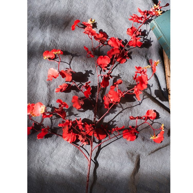 Impressionist Oncidium Orchid Stem in Red 31" Tall, photo 7 of 10