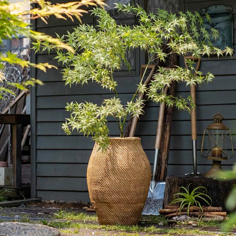 Large Basket Cement Pot Backyard Planter