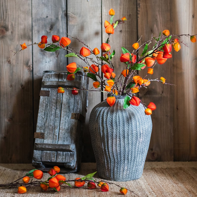 Artificial Makino Fruit Stem in Orange Red 39" Tall Silk Plant