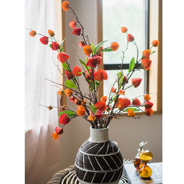 Artificial Makino Fruit Stem in Orange Red 39" Tall Silk Plant