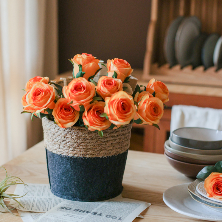 Modern Straw Gray Basket Organizer