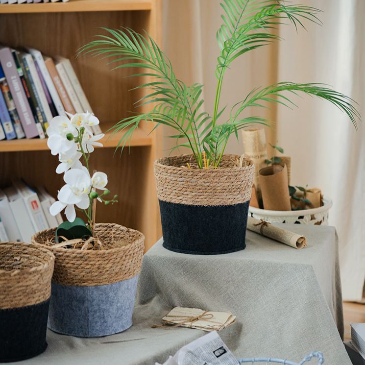 Modern Straw Gray Basket Organizer