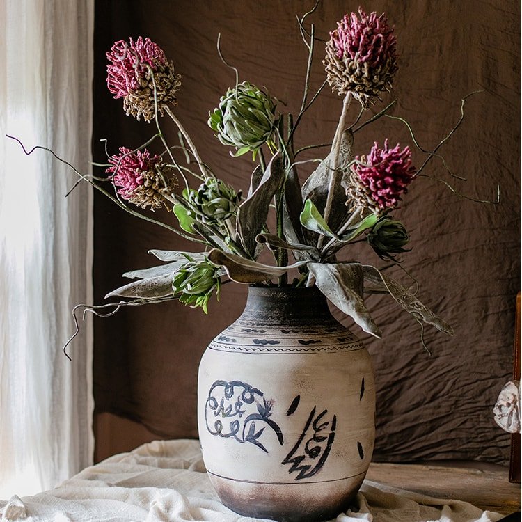 Artificial Tall Stem Flower Mulan Thistle 43" Tall