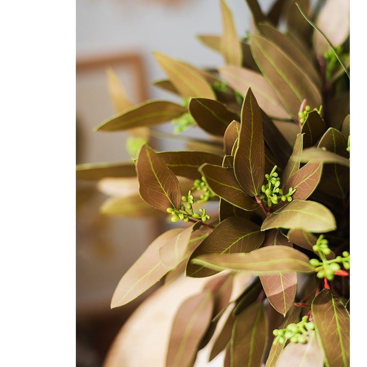 Artificial Oval Leaf Eucalyptus Stem Bundle in Brown 18" Tall Faux