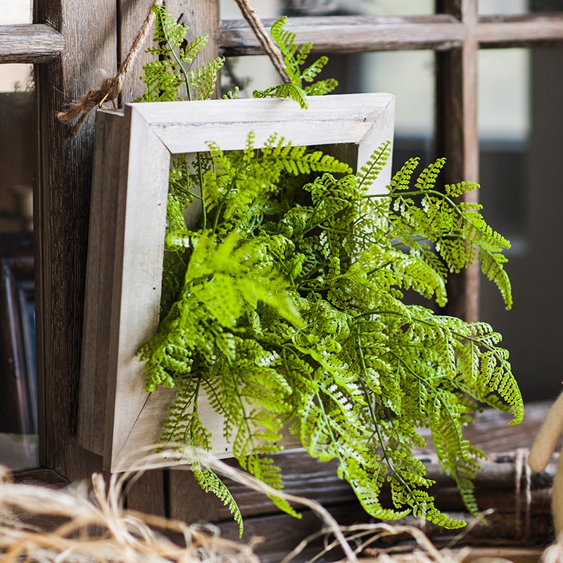 Faux Plant Oba Fern in Wood Frame Wall Art