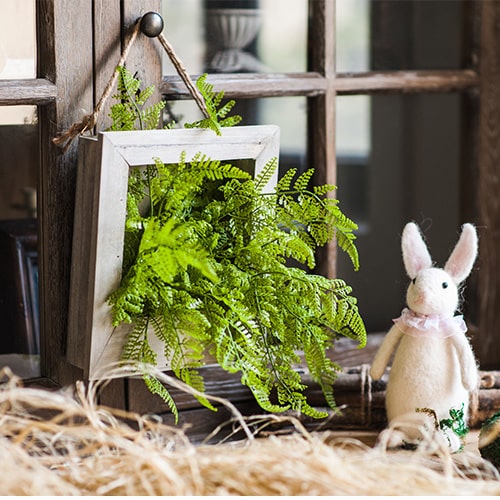 Faux Plant Oba Fern in Wood Frame Wall Art