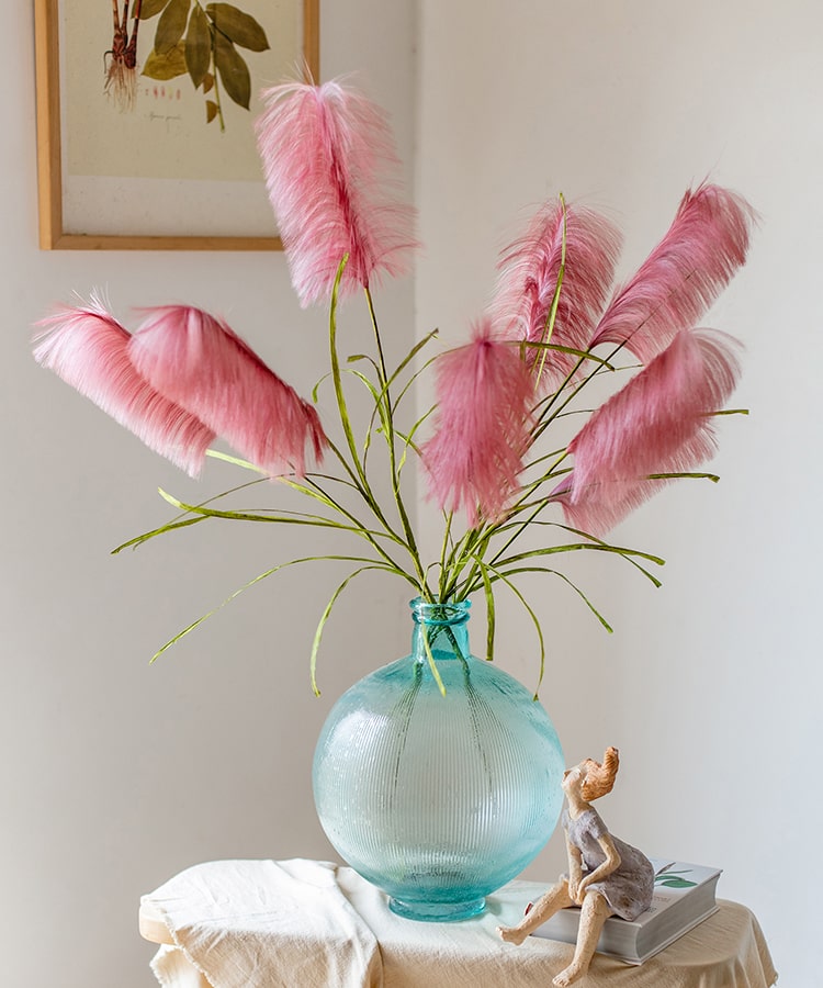 Faux Silk Artificial Pink Reed Grass Stem 45" Tall