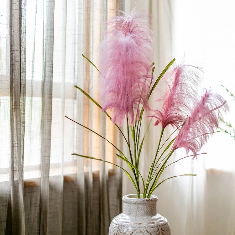 Faux Silk Artificial Pink Reed Grass Stem 45" Tall