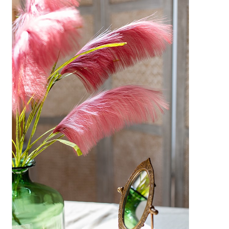 Faux Silk Artificial Pink Reed Grass Stem 45" Tall