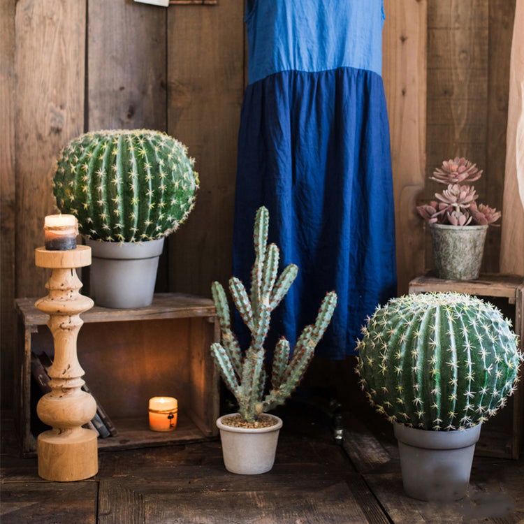 Artificial Faux Cactus Ball In Pot