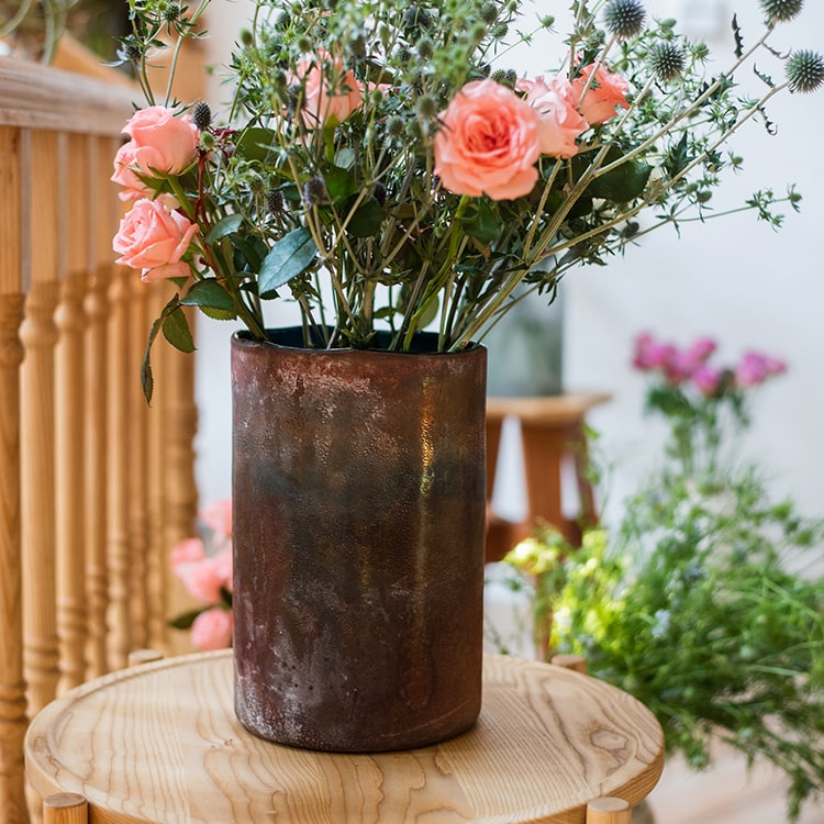 Rust Style Art Glass Vase