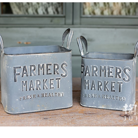 Rectangular Flower Pot Gray Farmers Market